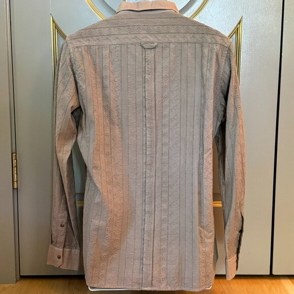 NWT Men's Gray Messagerie Brand Shirt with Subtle Floral Embroidery - Picture 10 of 12